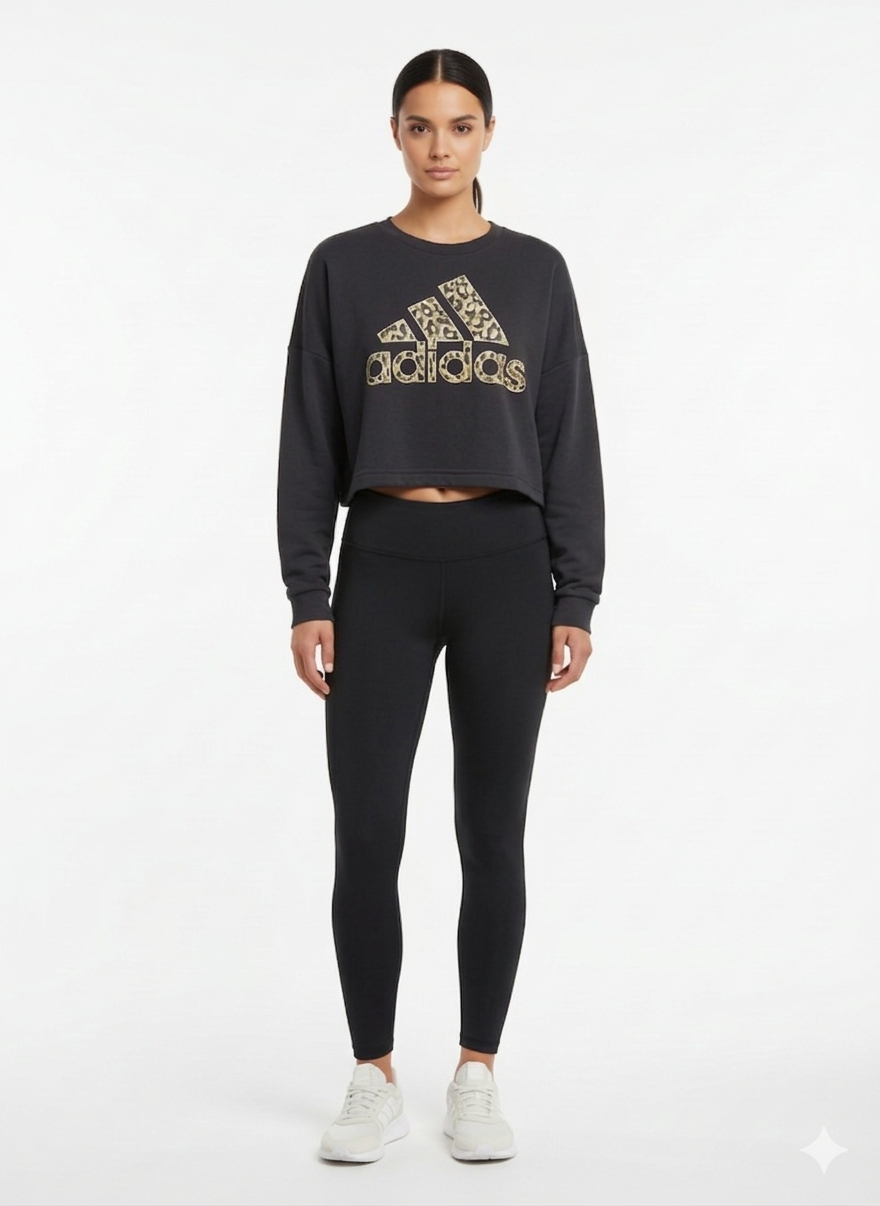 Moletom Cropped Logo Estampa Camuflada - Adidas/P