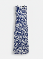 Vestido longo sem manga estampa gotas franzido laterais - LUCIDEZ | M