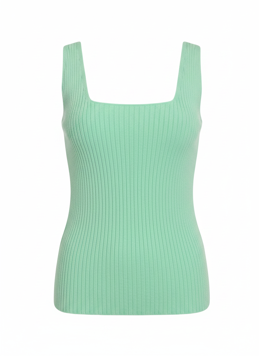 Regata tricot canelado decote quadrado verde - AMBICIONE | M