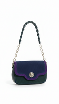 Bolsa de Ombro Couro e Camurça Color Block - AREZZO