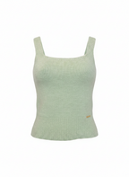 Regata tricot alças largas barra canelada verde água - AMBICIONE | U