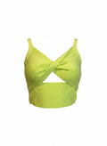Cropped tricot canelado transpassado verde limão - SKUNK | M