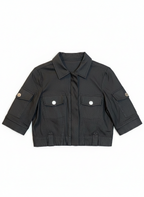 Camisa encurtada utilitária zíper frontal preta - CAOS | M