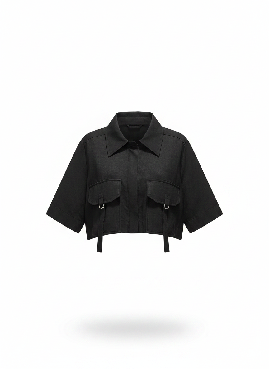 Blusa Cropped Tecido Leve - OPEN / G