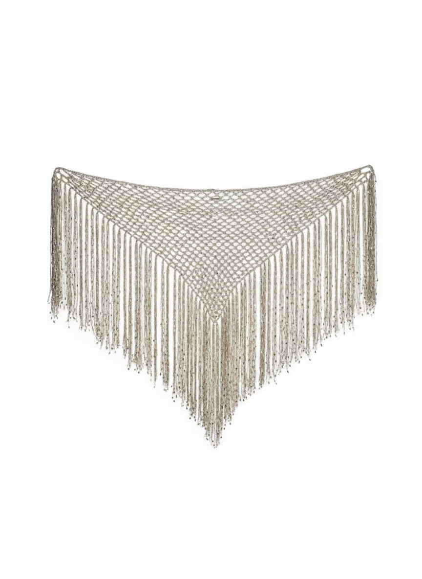 Lenço em crochê com franja Cinza - SHOP 126 / U