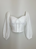 Cropped mangas bufantes amarração frente lastex costas branco - SKUNK | 36