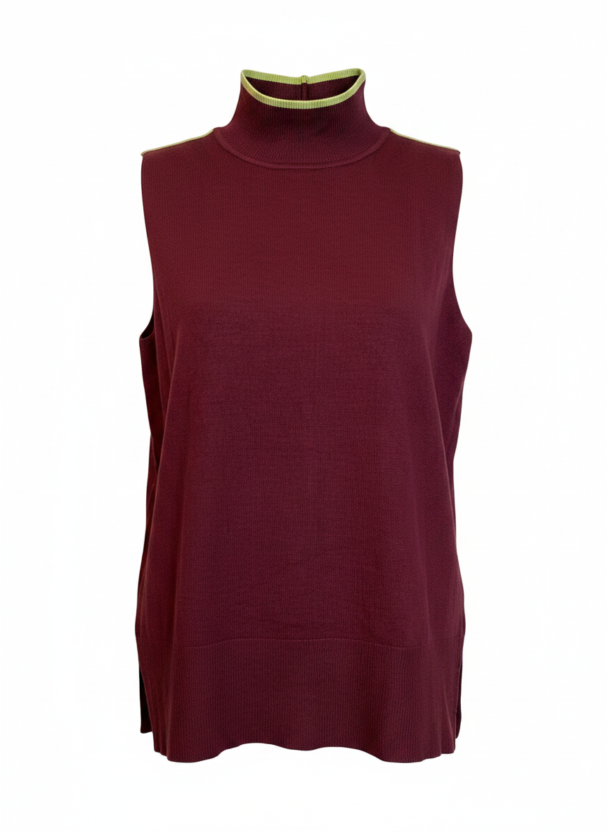 Blusa longa tricot sem manga gola alta vinho - ANIMALE JEANS | P