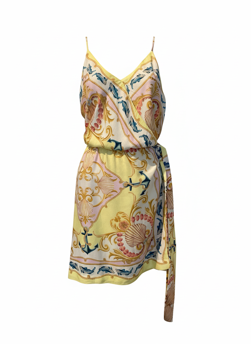 Vestido estampado amarelo mar alça - FARM | G