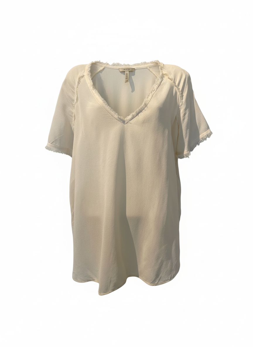 Blusa tecido acabamento desfiado areia - MARIA FILÓ | M