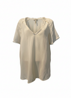 Blusa tecido acabamento desfiado areia - MARIA FILÓ | M