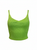 Cropped tricot canelado decote v verde limão - VIVIANE FURRIER | PP