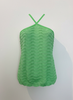 Blusa tricot alça textura ondulada brilho verde - ANIMALE JEANS | P