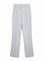 Calça tecido wide leg branca riscado - MARIA EMILIA | 38