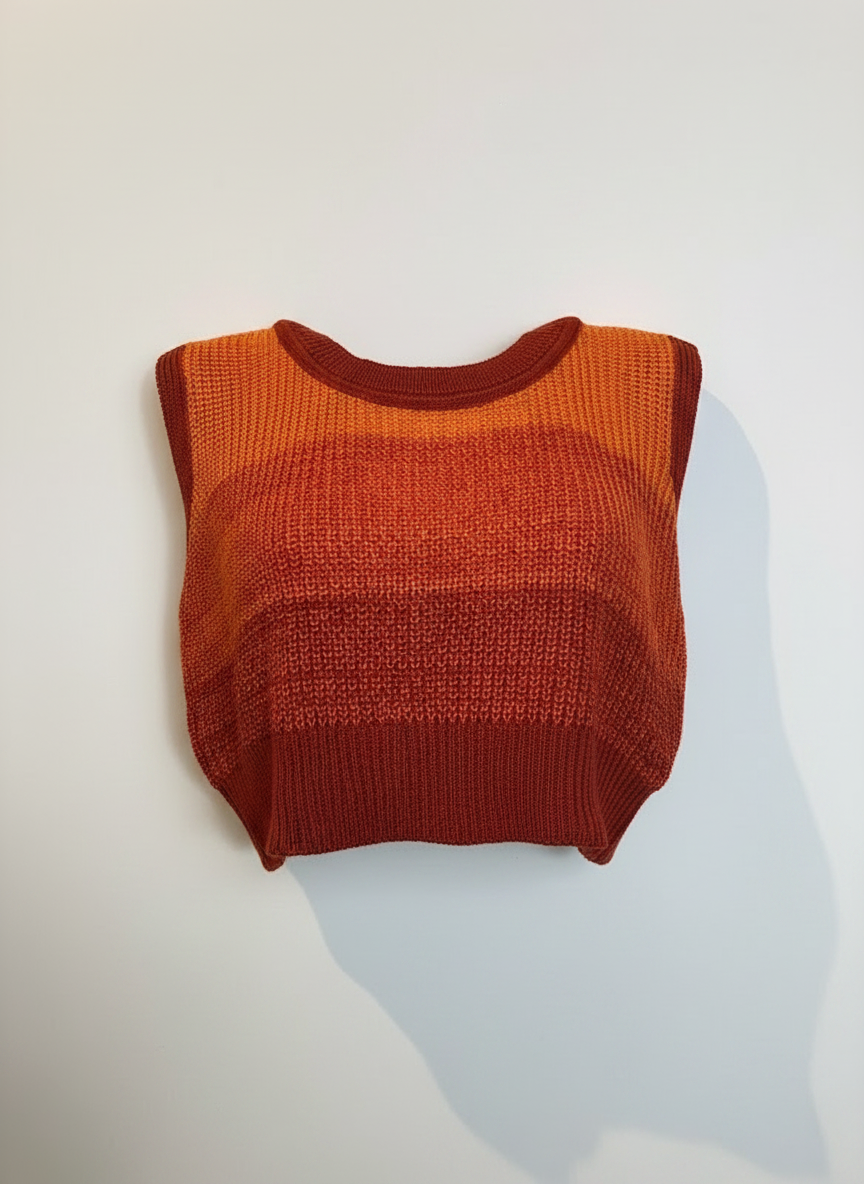 Blusa sem manga tricot canelada gola careca laranja dregadê - ALL IS LOVE | P