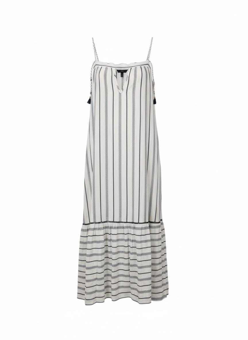 Vestido alça listrado textura branco - DRESS TO | G