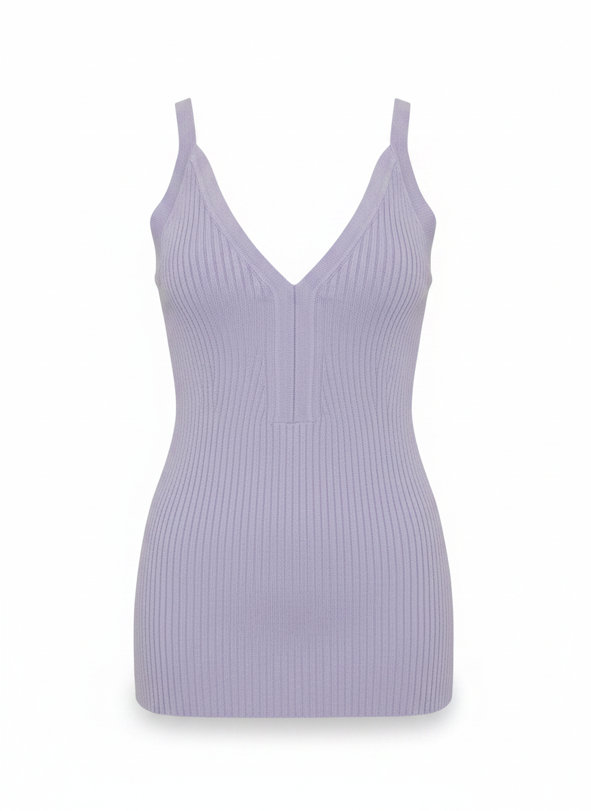 Regata tricot canelada decote v lilás - ANIMALE JEANS | P