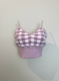 Cropped tricot xadrez decote coração lilás - CASUALLI | M