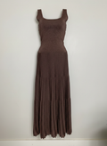 Vestido longo tricot brilho costas nua marrom - Animale/P