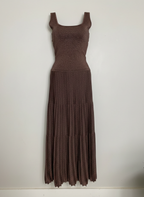 Vestido longo tricot brilho costas nua marrom - Animale/P