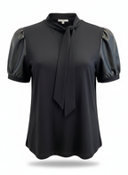 Blusa Malha e Couro Sintético - BORDA BARROCA / M