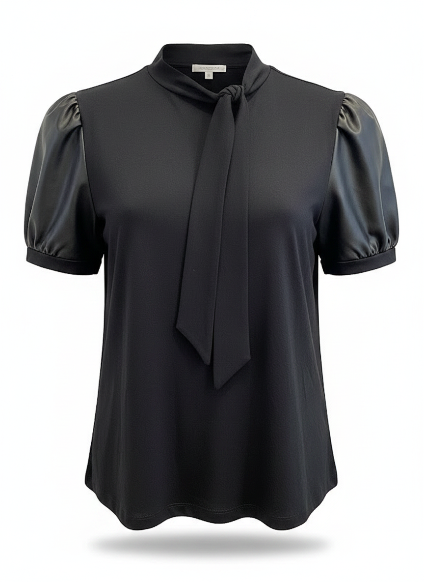 Blusa Malha e Couro Sintético - BORDA BARROCA / M