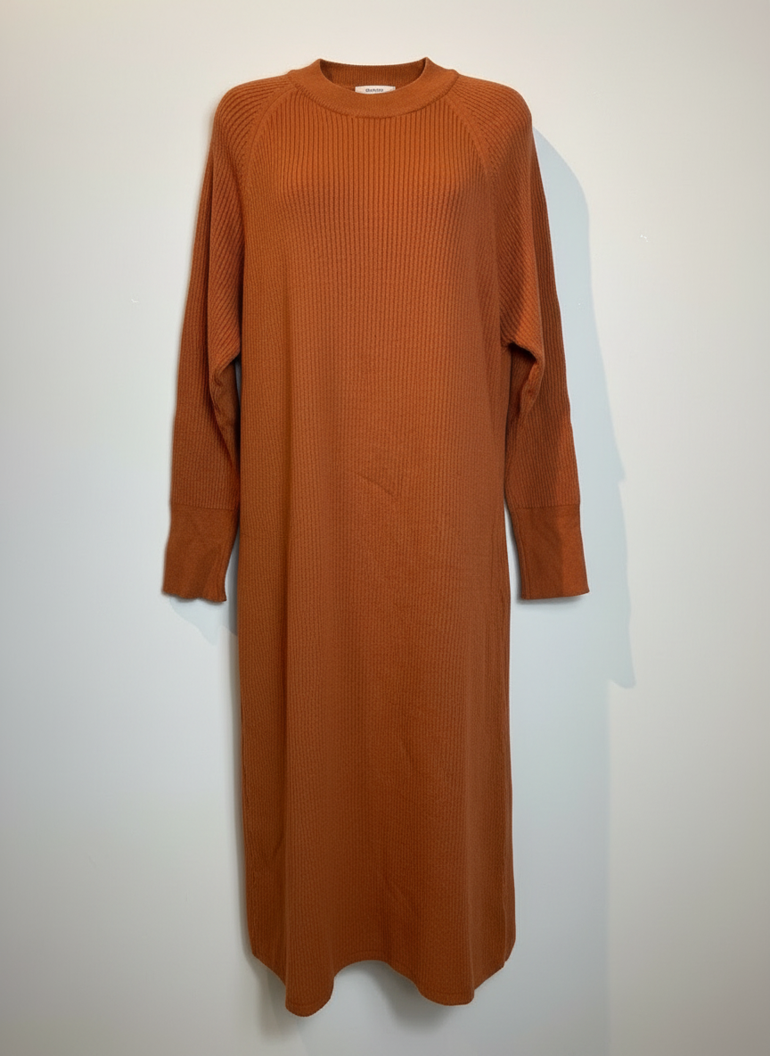 Vestido tricot canelado midi telha - ANSELMI | M