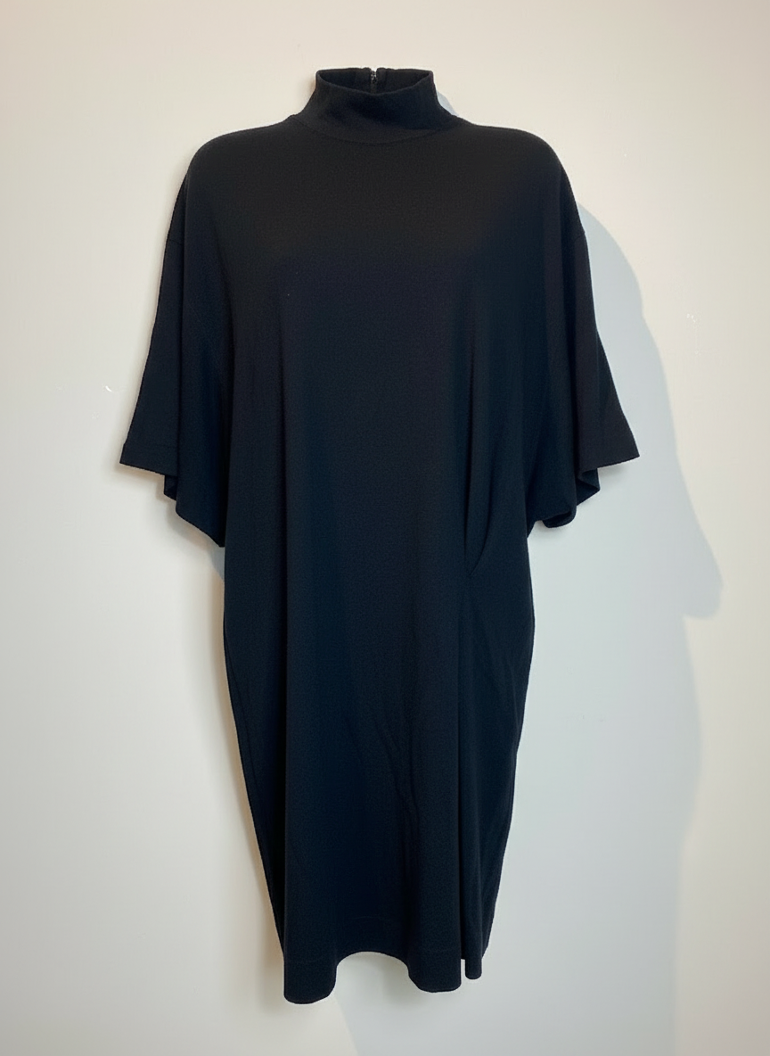 Vestido gola alta prega lateral saia preto - ANIMALE | P