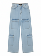 Calça jeans cargo bolsos laterais utilitários - NEXO | 36