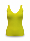 Regata tricot canelada decote v verde limão - SKUNK | 36