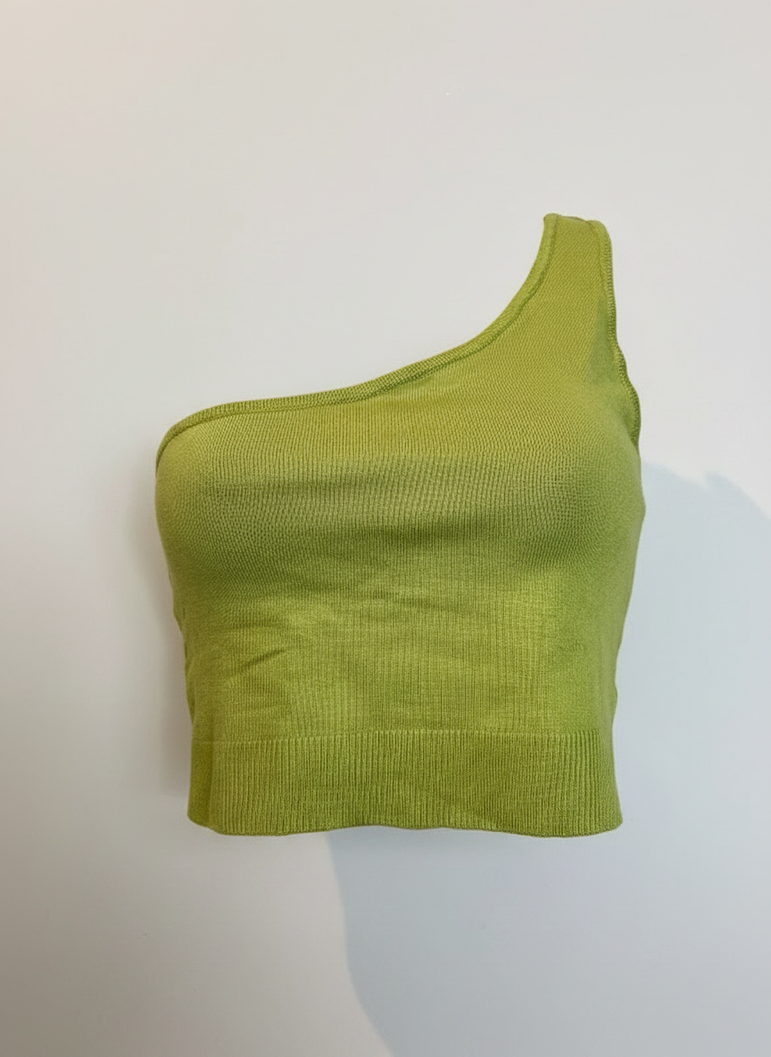Cropped tricot um ombro só verde - VIVIANE FURRIER | M