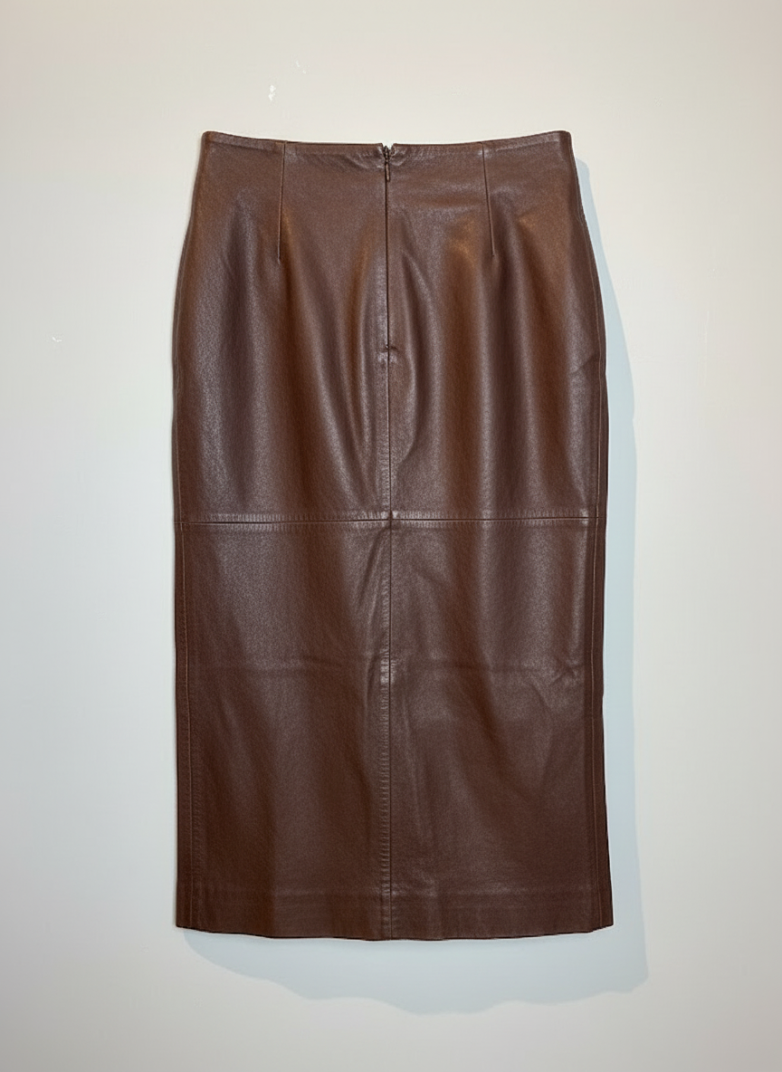 Saia lápis couro marrom - MASSIMO DUTTI | P