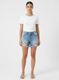 Shorts Jeans Destroyed com Faixa Lateral Branca - Canal/36