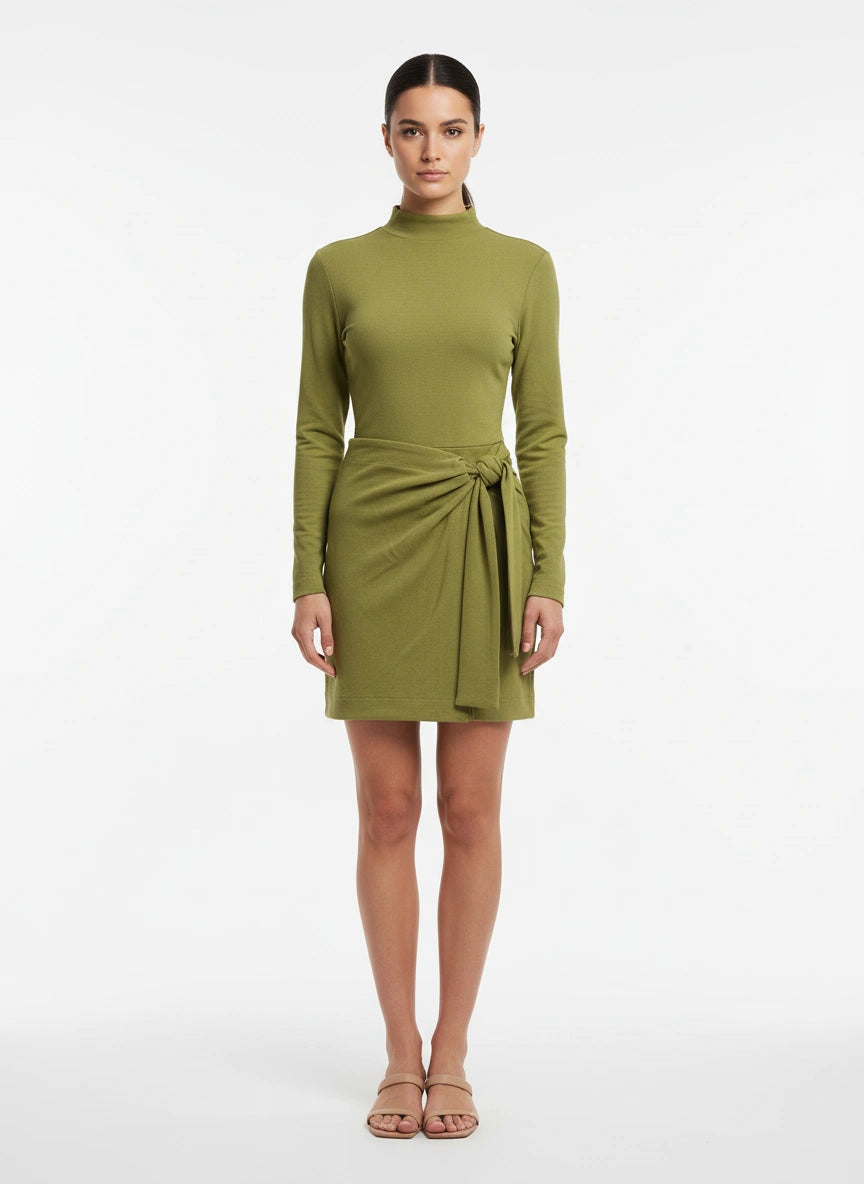 Vestido Assimétrico com Nó Lateral Verde Militar - Animale/M