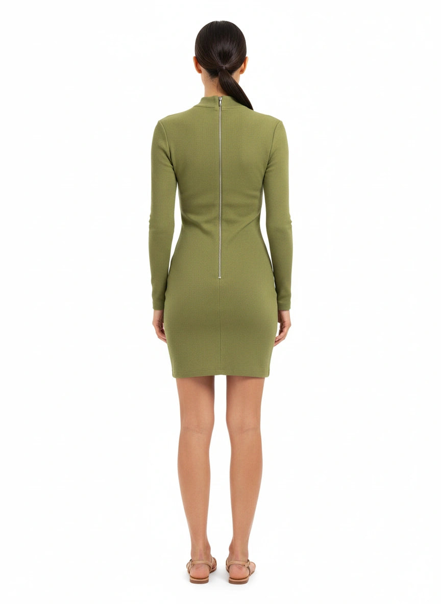 Vestido Assimétrico com Nó Lateral Verde Militar - Animale/M