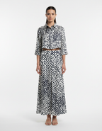 Conjunto Camisa Cropped e Saia Estampa Abstrata - Caos/M