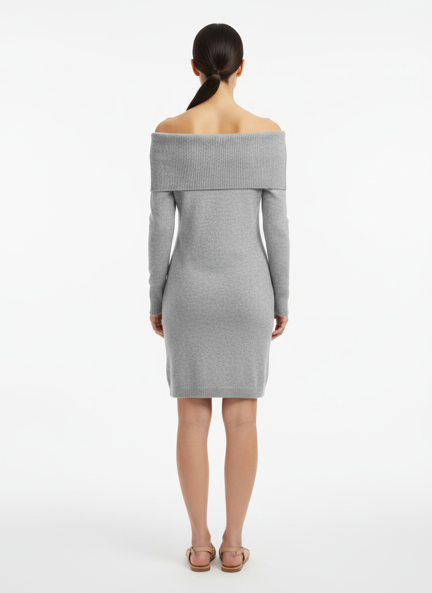 Vestido Tricot Ombro a Ombro Cinza - Canal/PP