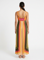 Vestido Longo Estampado Listras Vibrantes - Farm / M