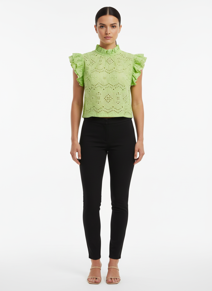 Cropped Renda Verde Limão /P
