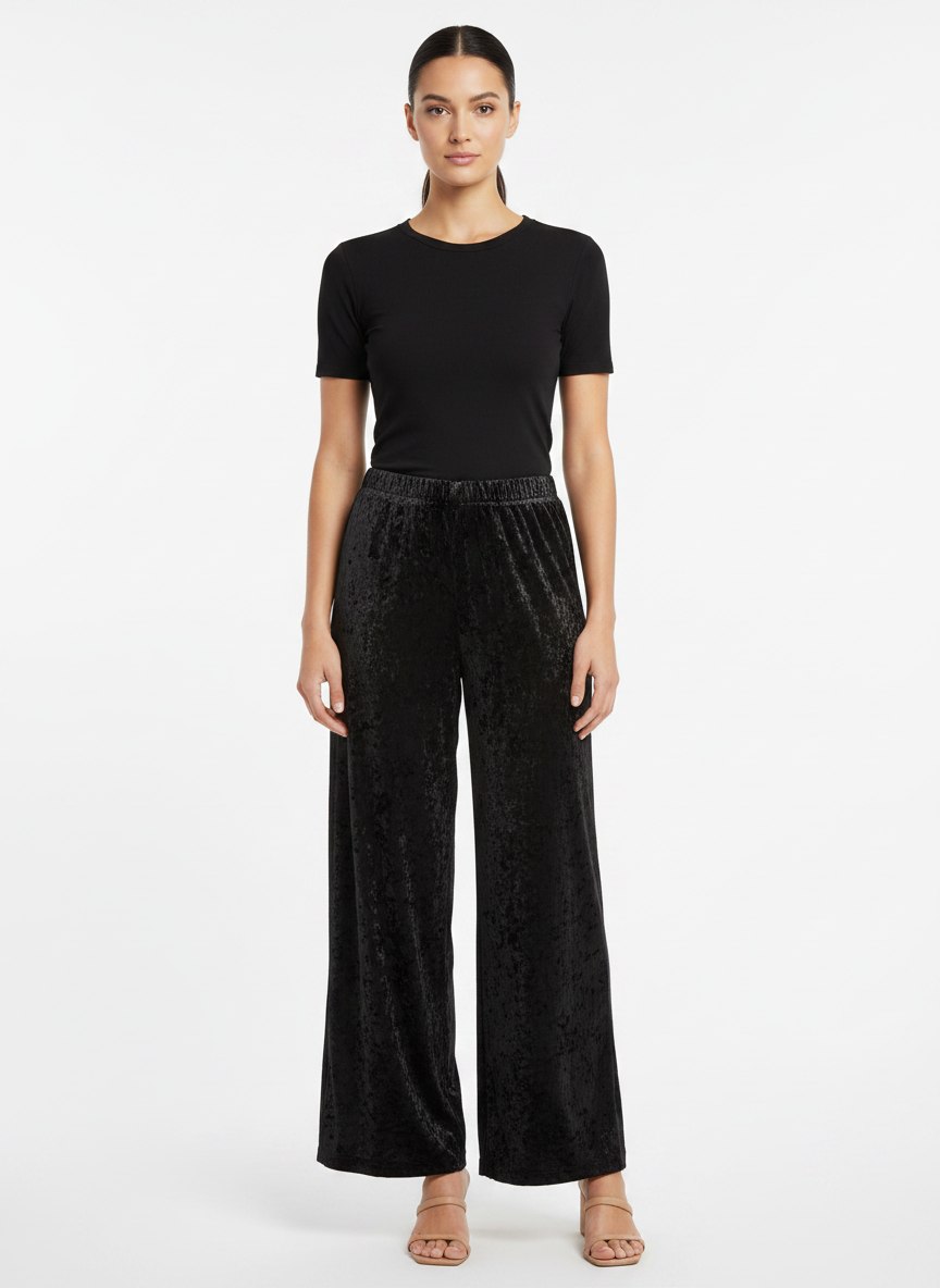 Calça Pantalona Veludo Texturizado - REISTILO / P