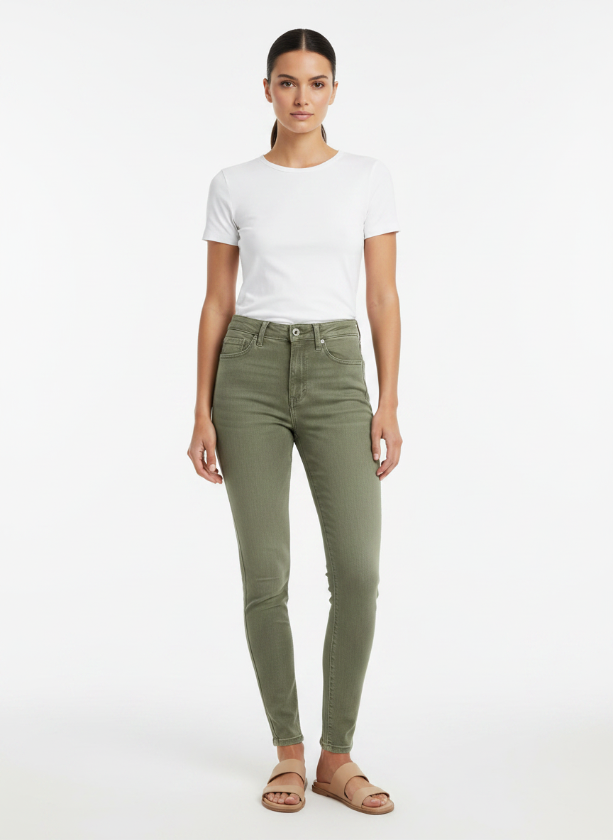 Calça Jeans Skinny Verde Oliva Cintura Alta - DRESS TO / 34
