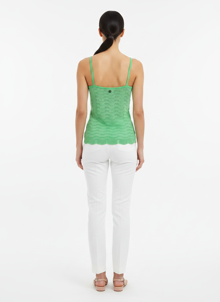 Blusa tricot alça textura ondulada brilho verde - ANIMALE JEANS | P