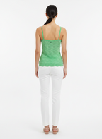 Blusa tricot alça textura ondulada brilho verde - ANIMALE JEANS | P