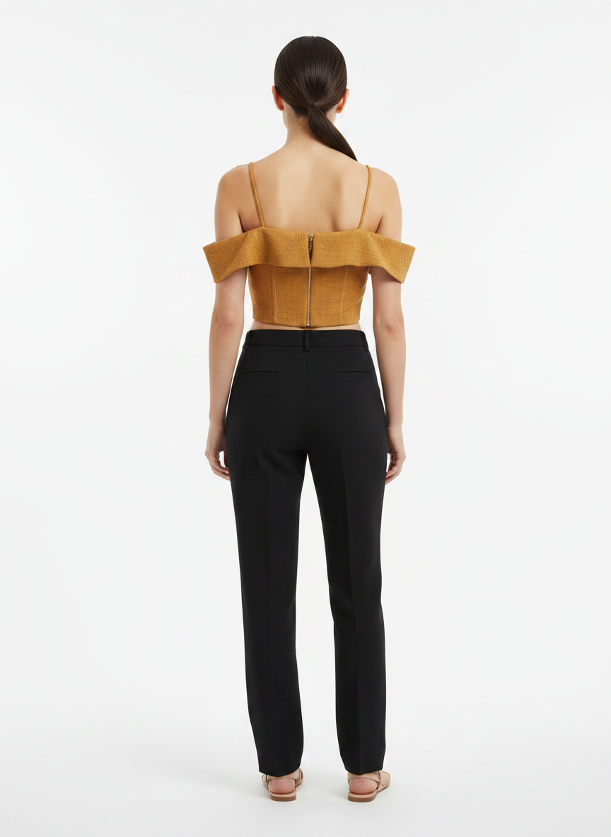 Blusa Cropped Ombro a Ombro Texturizada - Frutacor / M