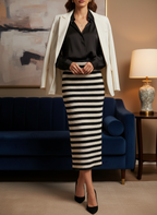 Saia Midi Tricot Listrada Casual Chic - NEXO / U
