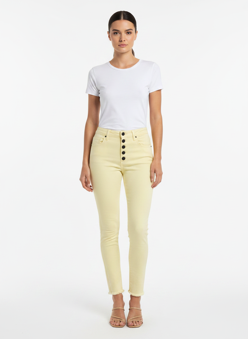 Calça Jeans Amarela Cintura Alta Desfiada - ANIMALE / 38