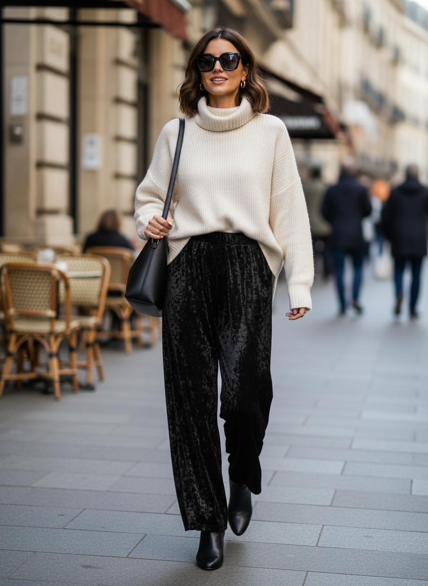 Calça Pantalona Veludo Texturizado - REISTILO / P