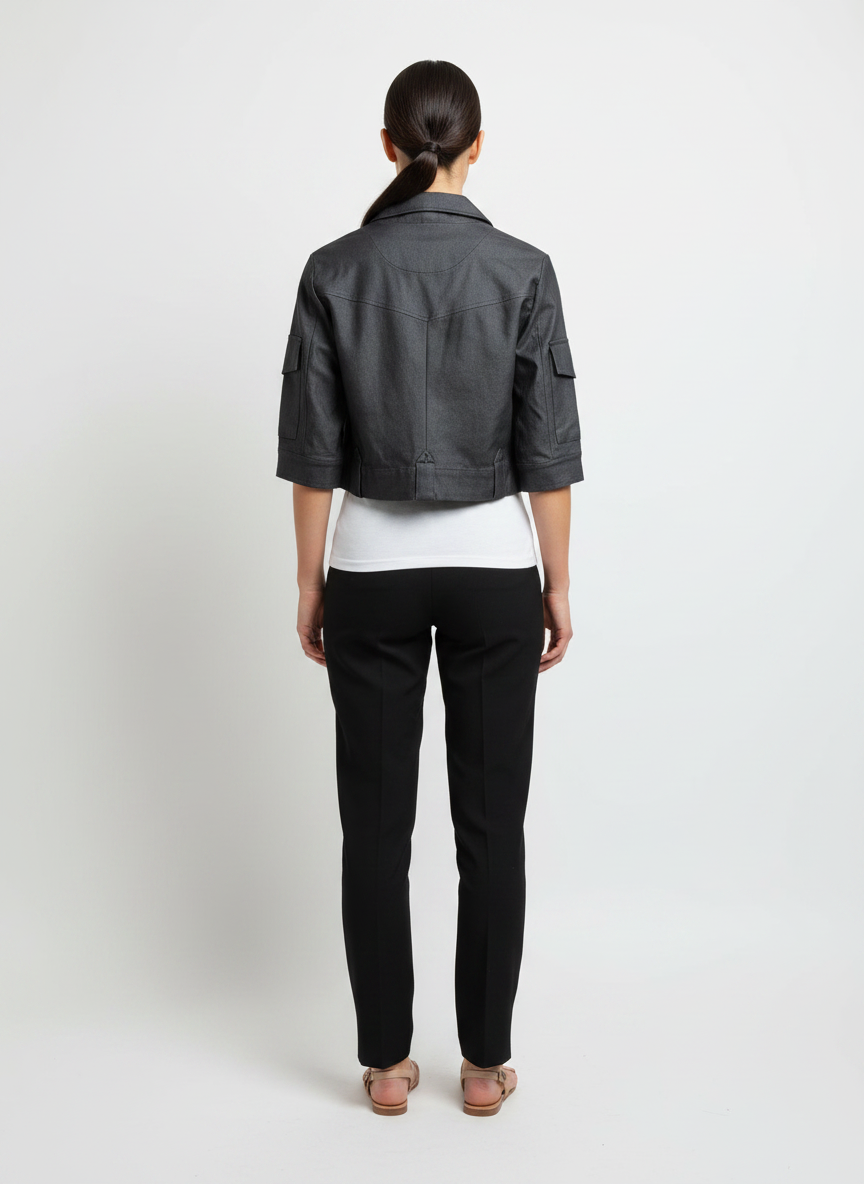 Camisa encurtada utilitária zíper frontal preta - CAOS | M