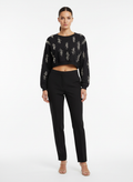 Moletom Cropped com Pedrarias Bordadas Preto - Caos/P