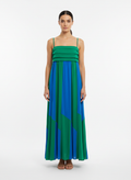 Vestido longo alça recorte verde e azul - FARM | M