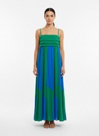 Vestido longo alça recorte verde e azul - FARM | M